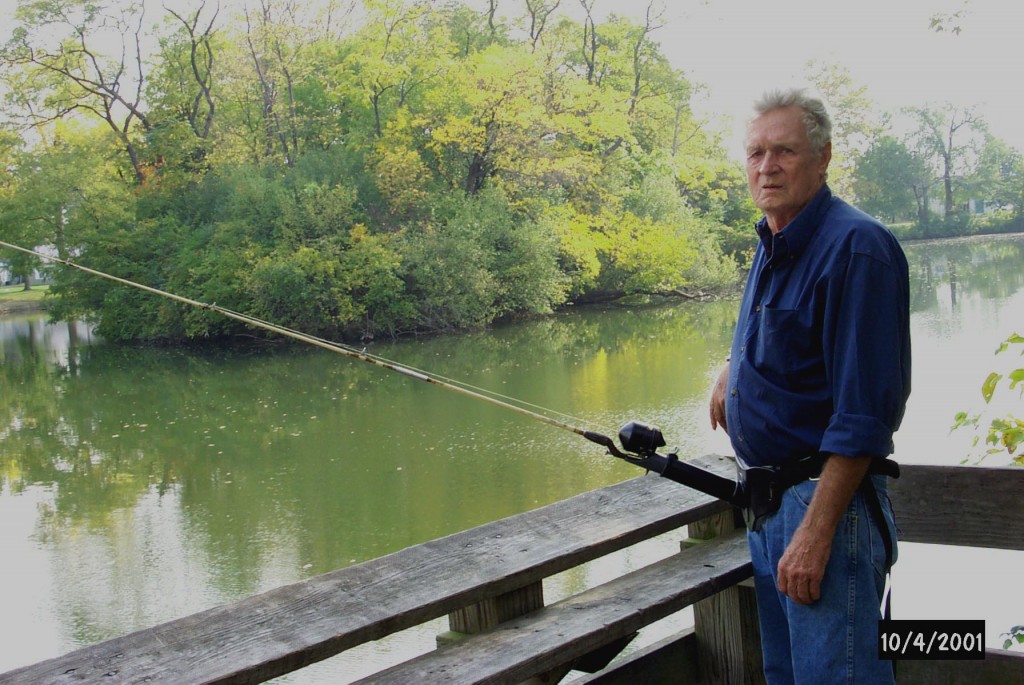 Adaptive fishing pole being used by Jim who has use of one hand